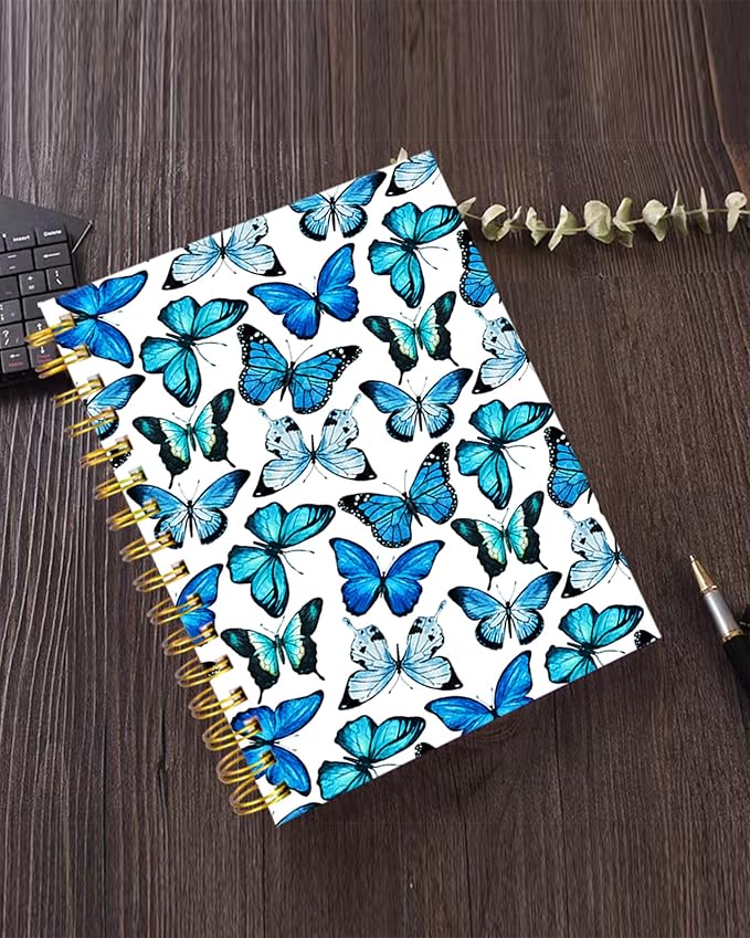 iampanda Spiral Journal Notebook,Strong Twin-Wire Binding with Premium Paper for Girl Women,Fashion Luxury Design 60 Sheets A5 College Ruled Notebook/Journal,Perfect for School Office Home Gifts,Blue