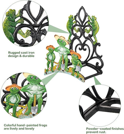 Sungmor Garden Hose Holder Wall Mounted, Large Capacity & Heavy Duty Cast Iron Water Hose Holder for Outside, Pretty & Lovely Hard-working Frogs Hose Reel, Watering Hose Metal Stand Sturdy Pipe Hanger