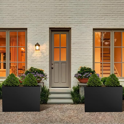 Metal Planter Box 28"x12"x28", Rectangular Steel Planter Box Frost Proof Rust Resistant Indoor&Outdoor, Heavy Duty Steel Planter for Commercial and Residential Use