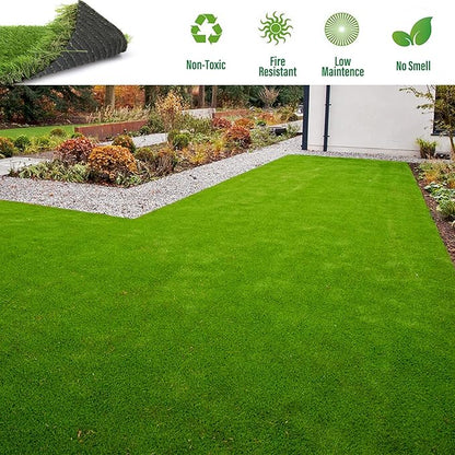 Artificial Grass Rug Outdoor Indoor 5FTX44FT Fake Grass Carpet Green Synthetic Grass Pet Turf Realistic Faux Grass Rug with Drain Holes for Garden Lawn Landscape Balcony Home Decor Patio