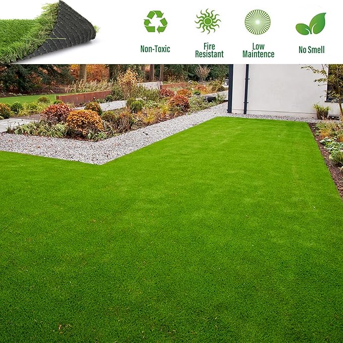 Artificial Grass Rug Outdoor Indoor 10FTX68FT Fake Grass Carpet Green Synthetic Grass Pet Turf Realistic Faux Grass Rug with Drain Holes for Garden Lawn Landscape Balcony Home Decor Patio