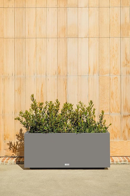 Veradek Block Series Long Box Planter - Large Rectangular Planter for Indoor or Outdoor Patio/Porch | Durable All-Weather Use with Drainage Holes | Modern Décor for Tall Plants, Flowers or Shrubs