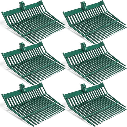 Lasnten 6 Pcs Manure Fork Replacement Head, 18 Tines Pitchfork Head with Screws and Nuts, Horse Manure Rake for Picking up Grass and Hay (Army Green)