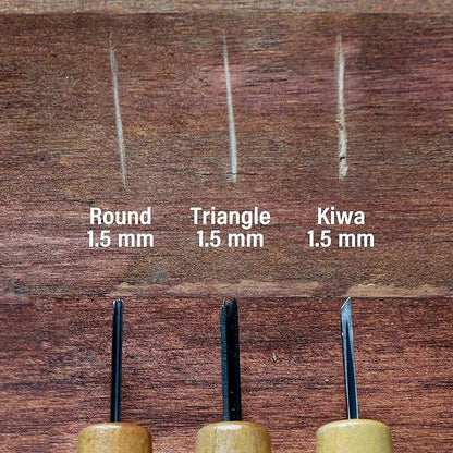 Wazakura 3PCS Bonsai Chisel Kit with Round Gouge, Single Bevel Skewed and V-Parting Tool, Hand Carving Tool Set for Jin Shari Making, Woodworking Knife Pack - Mini Size