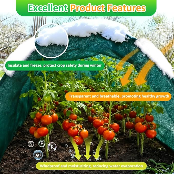 Green Plant Covers Freeze Protection, 10 x 10 ft - 1.5 oz/yd² Frost Cloths for Outdoor Plants, Tree Covers Freeze Protection, Winter Garden Blanket, Sun Cover for Plants for Greenhouse, Vegetables