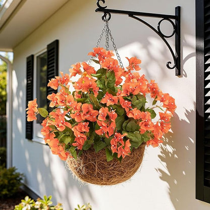 Bougainvillea Artificial Flowers Faux Bougainvillea Outdoor Fake Bougainvillea Artificial Plants Faux Flowers with Stems Silk Flowers for Wedding Porch Living Garden Decor Without Vase (4PCS,Orange )