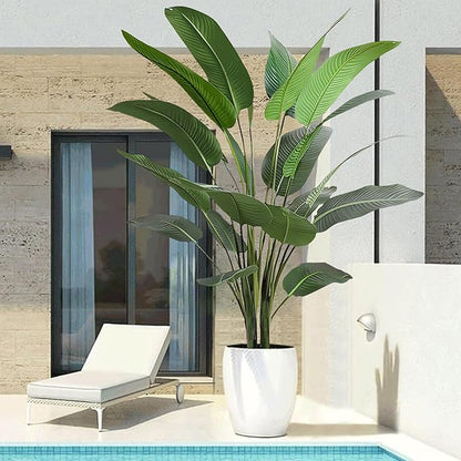 Artificial Bird of Paradise Tree 8FT with 21 Leaves Realistic Thick Banana Leaf Tall Large Faux Tropical Plant 94 Inch Black Pot for Indoor Home Office Poolside Porch Mall Hotel School Decor