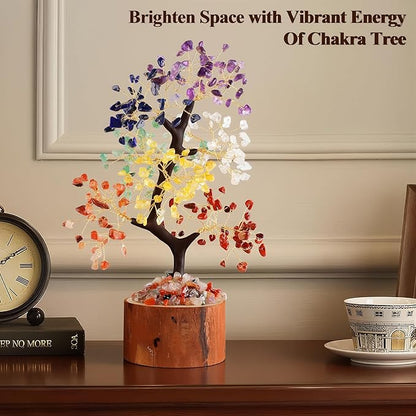 Crystal Tree of Life, Healing Crystal Trees with 280 Beads Chakra Stones, Handmade 7 Chakra Tree for Home Office Desk Crystal Decor, Good Luck Birthday Gifts for Women, Mom