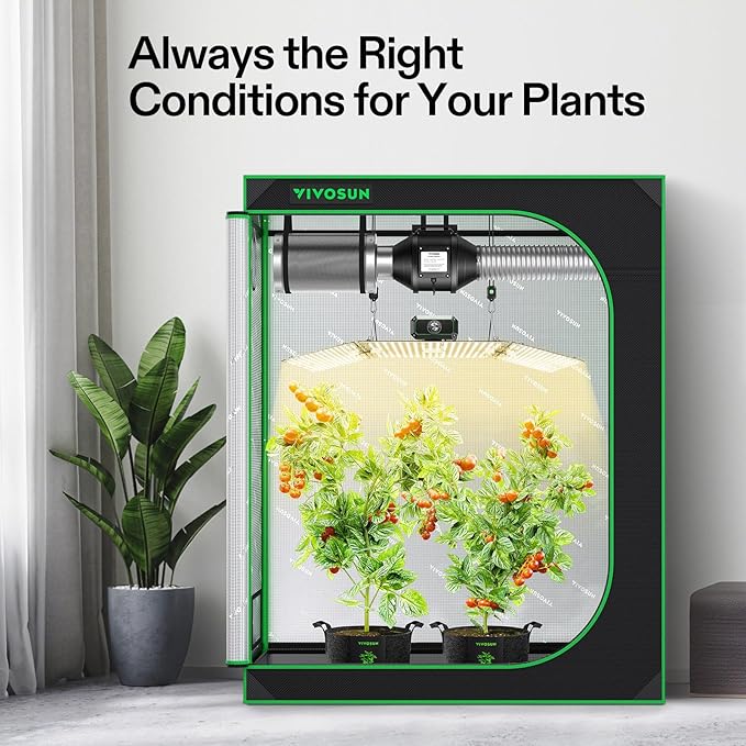 VIVOSUN Grow Tent Kit, 4 × 2ft 2-Plant System, WiFi-Controlled Grow System with Full Spectrum LED Grow Light, Automatic Ventilation, GrowHub Outlet A22 with Temperature and Humidity Sensor
