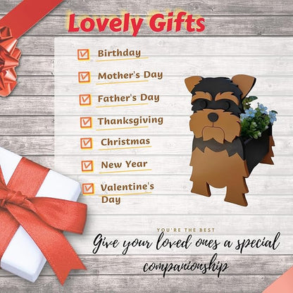 Yorkshire Dog Planter,Cute Dog Flower Pot,Gifts for Pet Lovers,Unique Animal Plant Pots,Office,Indoor Outdoor Garden Decor(9.45 * 7.76 * 12.13in)