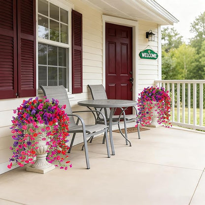 Artificial Hanging Flowers for Outdoor, 8 PCS Silk Morning Glory Faux Flowers with Eucalyptus Leaves,Realistic Hanging Plants for Wedding Home Office Garden Decor