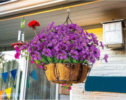 AmyHomie 20 Bundles Artificial Flowers for Outdoor Outside Spring Summer Decoration UV Resistant Faux Flowers No Fade Fake Plastic Plants Garden Porch Window Box Decorating (Purple)