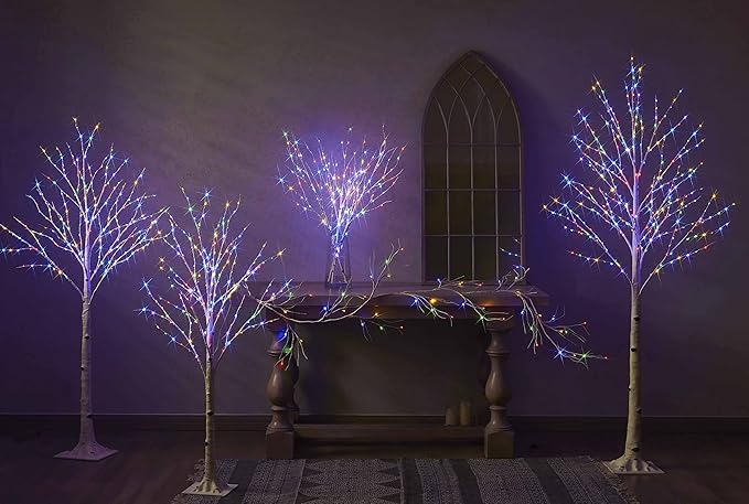 Hairui Lighted Birch Tree with 330L Warm White and Multi Color Fairy Lights 8 Functions 6FT, Faux Tree with Lights for Indoor Outdoor Christmas Party Easter Decoration