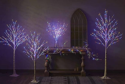 Hairui Lighted Birch Tree with 200L Multi Color and Warm White Fairy Lights 8 Functions 4FT, White Twig Tree with Lights for Indoor Outdoor Home Party Christmas Easter Decoration