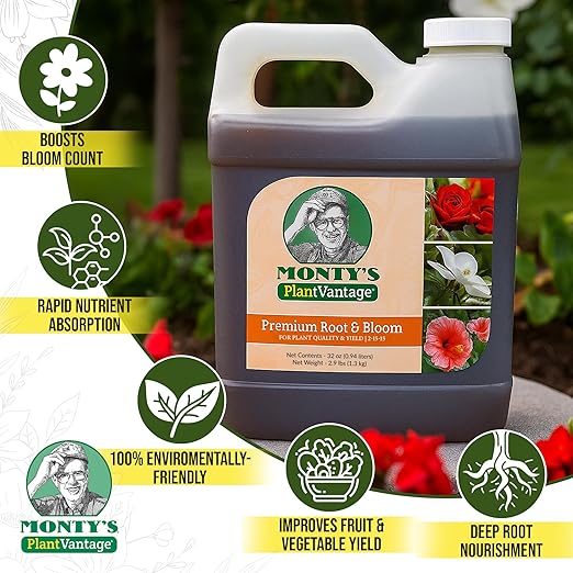 PlantVantage Root & Bloom Fertilizer - Concentrated Liquid Fertilizer for Strong Roots and Big Blooms - Bloom Plant Food for Trees, Shrubs, Flowers and Vegetables - Ideal Soil and Foliar Spray - 32 oz