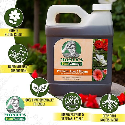 PlantVantage Root & Bloom Fertilizer - Concentrated Liquid Fertilizer for Strong Roots and Big Blooms - Bloom Plant Food for Trees, Shrubs, Flowers and Vegetables - Ideal Soil and Foliar Spray - 32 oz