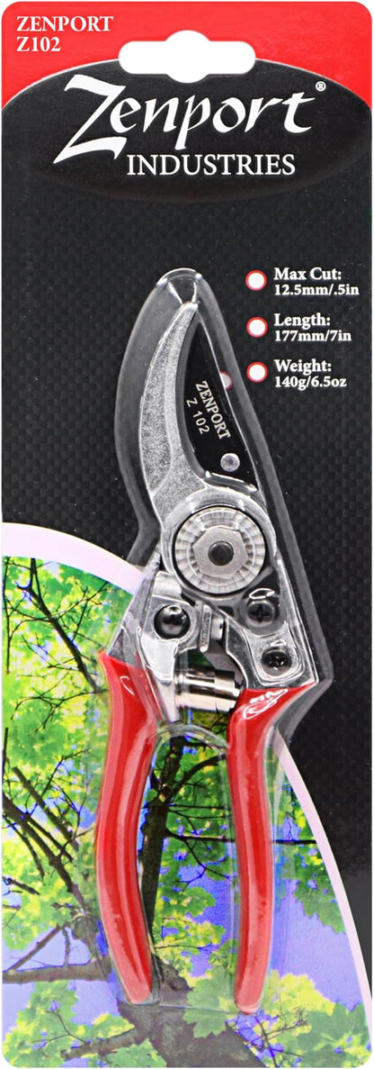 Zenport Z102 Swiss Style Hand Bypass Pruner, 7-Inch, 1.75 Inch Blades, Red - 12 Pack
