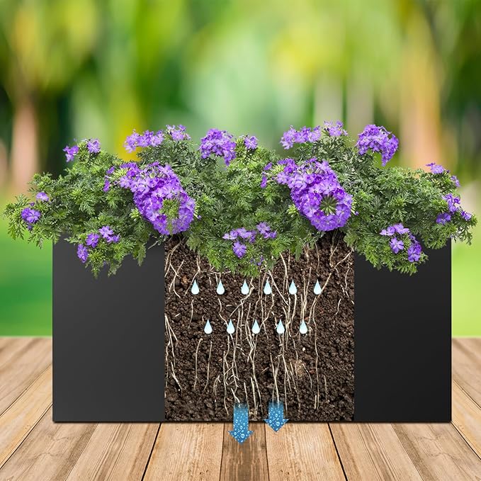 Metal Planter Box 32"x16"x16", Rectangular Steel Planter Box Frost Proof Rust Resistant Indoor&Outdoor, Heavy Duty Steel Planter for Commercial and Residential Use