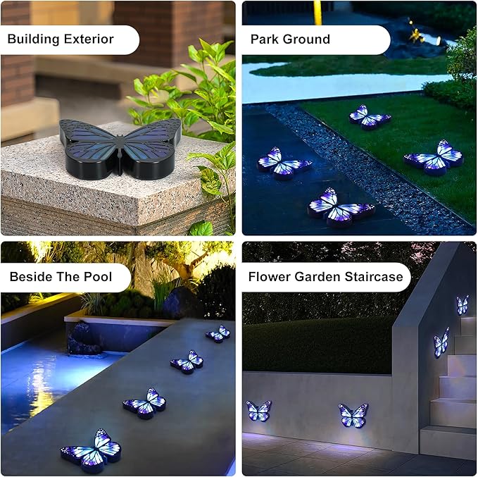 Ground Lights, Equipped with 4 Solar Lights for Outdoor Waterproofing, 14 LED Solar Landscape Lighting, Suitable for Gardens, courtyards, terraces, corridors, Lanes, and walkways (Blue)