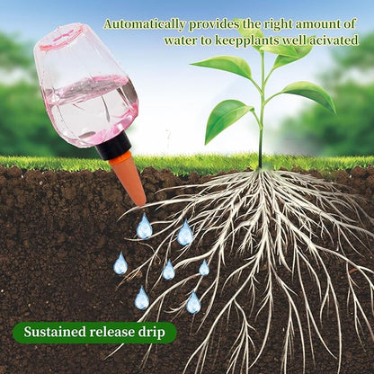 3pcs Plant Self Watering Globes, Plastic Water Bulbs Top Fill, 12.3 oz Plant Watering Devices System Slow Release Terracotta, Water Spikes Stakes for Indoor (Pink-3pack)