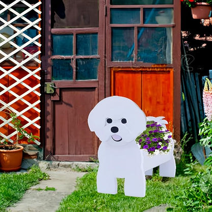 Bichon Frise Dog Planter Plant Pots,Cute Dog Flower Planter,Gifts for Pet Lovers,Unique Animal Plant Pots,Office,Indoor Outdoor Garden Decor