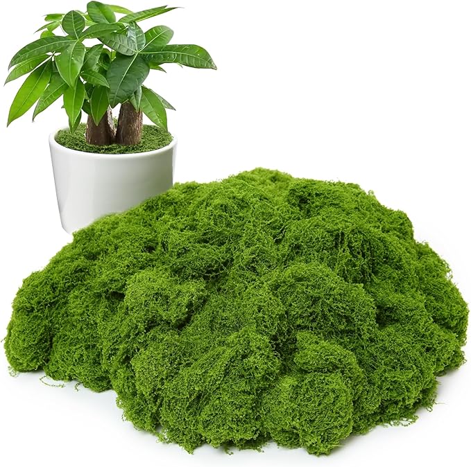 Artificial Green Moss for Potted Plants, 24.7 oz Fake Moss Decor for Indoor Plants, Glass Containers, Wedding, Gardens, DIY Crafts (Light Green)