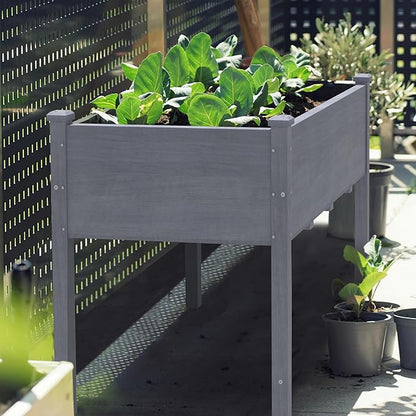 MUPATER 4x2FT Raised Garden Bed, Raised Planter Box with Four Legs, Elevated Garden Bed with Drainage Holes for Herbs, Flowers and Vegetables for Garden, Greenhouse and Farm, Gray