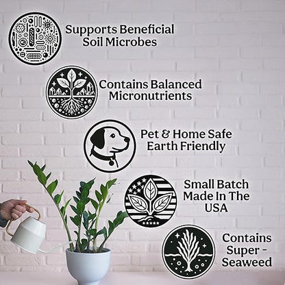 Organic Liquid Indoor Plant Food, Houseplant, Tropical & All-Purpose Indoor Plant Fertilizer, Organic Liquid Fertilizer 5-5-5 with Sea Kelp, 8oz Treats 50 Gallons
