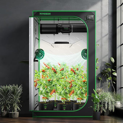 VIVOSUN S448 4x4 Grow Tent, 48"x48"x80" High Reflective Mylar with Observation Window and Floor Tray for Hydroponics Indoor Plant Tents for VS4000/VSF4300