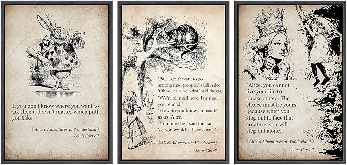 Ashbrook Framed Canvas Print Wall Art Set European Fairy Tale Sketchbook Wall Art Nature Wilderness Illustrations Decorative Floral Botanical Retro Calm/Relax/Cozy for Bedroom - 24"x36"x3 BLACK