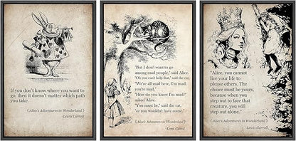 Ashbrook Framed Canvas Print Wall Art Set European Fairy Tale Sketchbook Wall Art Nature Wilderness Illustrations Decorative Floral Botanical Retro Calm/Relax/Cozy for Bedroom - 24"x36"x3 BLACK