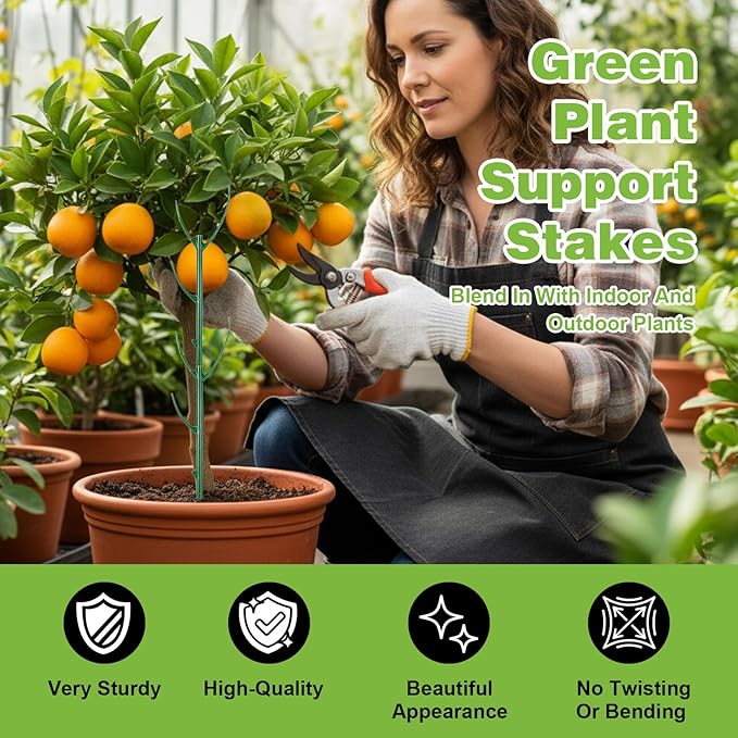 5Pcs Stackable Plant Support Stakes, Plant Stakes for Indoor and Outdoor, Plants Sticks for Vine Training Stem Stabilization, Stem Holder Structures Frame Moss Pole for Support Tall Potted Plants
