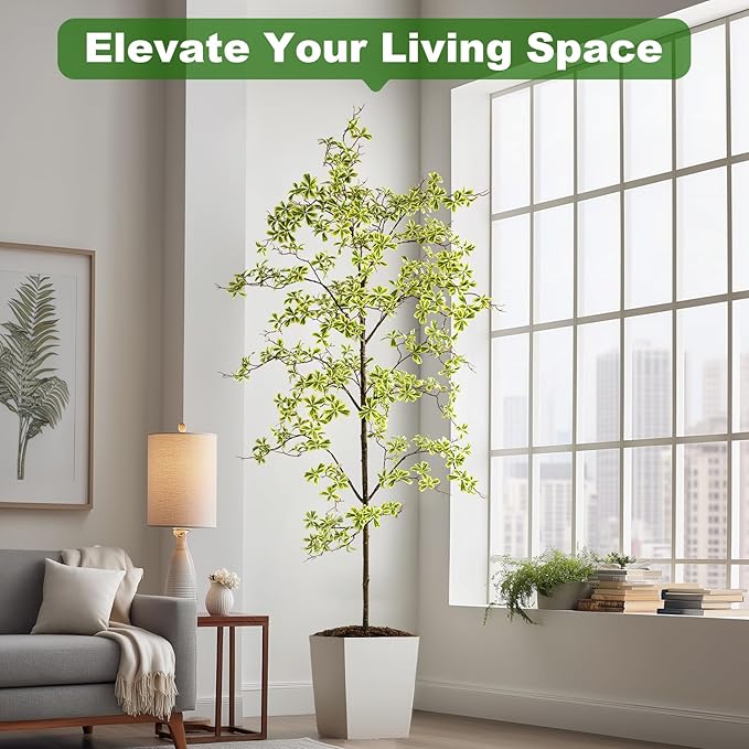 8FT Artificial Black Olive Tree Artificial Olive Plants, Tall Faux Olive Tree Faux Silk Plant Fake Plant Ultra-Realistic Silk Leaves & Natural Trunk Indoor Outdoor Use
