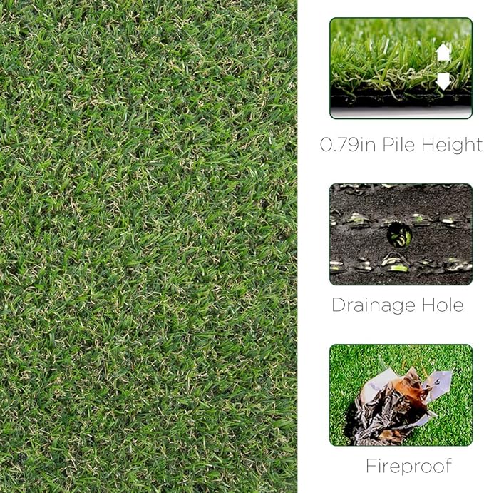 ALTRUISTIC Thick Realistic Artificial Grass Mat Customized Sizes, 5ft x 48ft Synthetic Fake Astro Turf Indoor Outdoor Garden Lawn Landscape, Faux Grass Rug with Drainage Holes