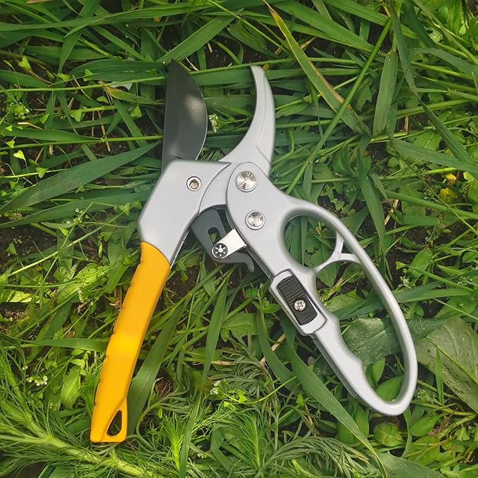 Pruning Shears for Gardening, Work 3 Times Easier, Garden Scissors & Clippers for arthritis weak, Professional Branch Garden Secateurs (Yellow)