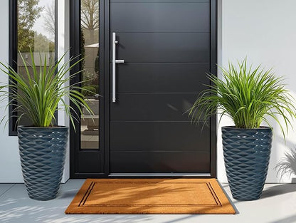 19" Ceramic-Look Tall Planters Set of 2, Outdoor/Indoor Large Flower Pots, Weather-Resistant Heavy-Duty Resin Pot Planters for Front Door, Garden, Patio, Porch, Entryway or Living Room Decor
