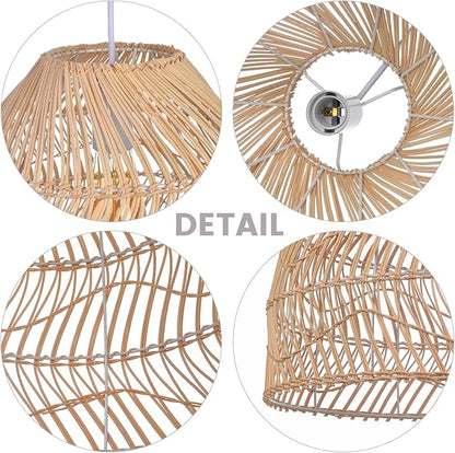 Arturesthome Rattan Pendant Light Fixture,Wicker Chandelier Boho Basket Ceiling Lighting,Natural Woven Hanging Lamp for Kitchen Island11.8 * 11.8"