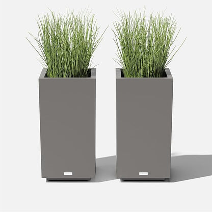 Veradek Block Series Pedestal Planter - Tall Planter for Indoor or Outdoor Front Porch | All-Weather Use with Removable Insert Bucket | Modern Décor for Flowers, Tall Trees, Faux Plants