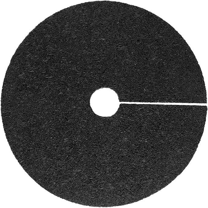 Rubberific 36" Recycled Rubber Mulch Tree Ring Easy Install Looks Like Real Mulch (2, Black)