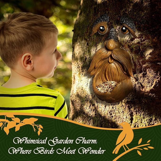 Playful Tree Faces Decor Outdoor, Whimsical Tree Decorations Outdoor for Gardens & Yards, Adding Personality to Nature for Your Lawn & Garden Ornaments (Small)