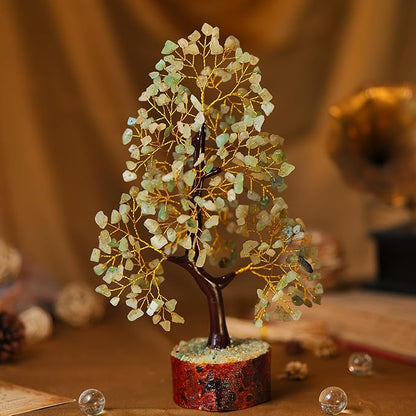 7 Chakra Money Tree Healing Feng Shui Statues & Figurines Reiki Crystal Balancing Buddha Home Décor (Green Jade G)