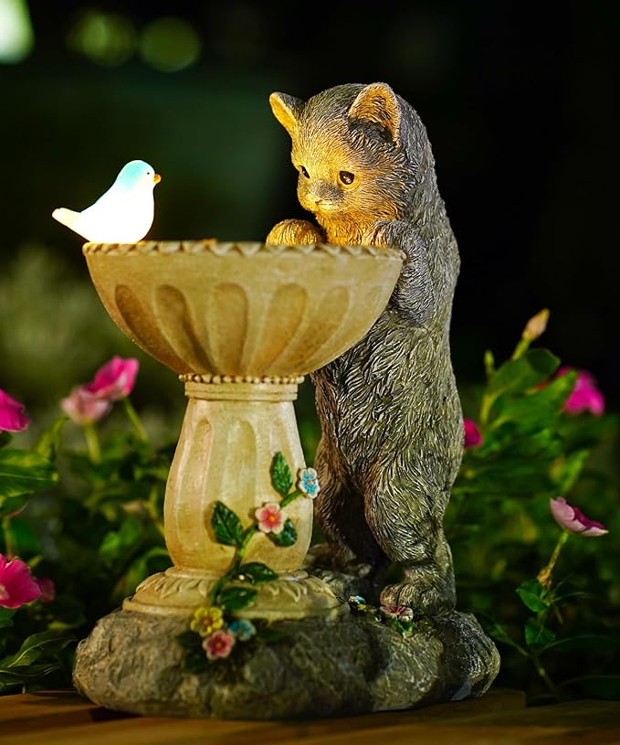 Nacome Solar Cat Garden Decor: Outdoor Statues Ornaments for Outside Decorations Yard Art Lawn Porch Patio Balcony - Birthday Choice for Mom Grandma Women Lover
