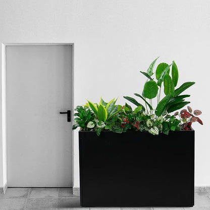 Kozyard 36" Lx24 Hx12 W Metal Rectangular Planter Box Steel Long Box Planter Black Powder Coated Steel Plant Pot All-Weather Use with Partition Panel for Indoor Outdoor for Trees, Plants Flowers
