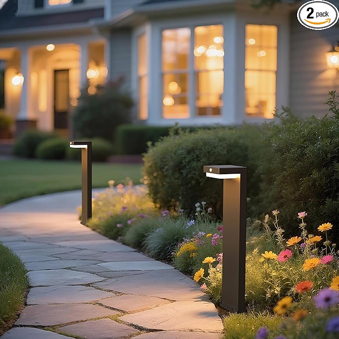 Solar Pathway Lights - Walkway Solar Lights for Outside - PIR Sensor & Two Lighting Modes - Rechargeable Battery Lasts Up To 55 Hours - 3000K - IP44 Weather Resistant - 2 Pack - 20.5" Height