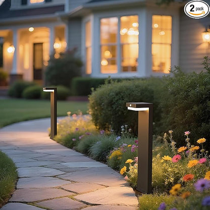 Solar Pathway Lights - Walkway Solar Lights for Outside - PIR Sensor & Two Lighting Modes - Rechargeable Battery Lasts Up To 55 Hours - 3000K - IP44 Weather Resistant - 2 Pack - 20.5" Height