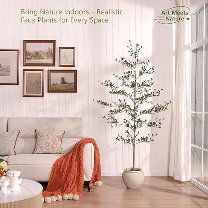 Artificial Black Olive Tree 6ft - Shady Lady UV Resistant Faux Olive Trees Indoor Outdoor Decor - Modern Aesthetic Tall Fake Plants with Pot for Home Office Living Room Patio Floor, VN140