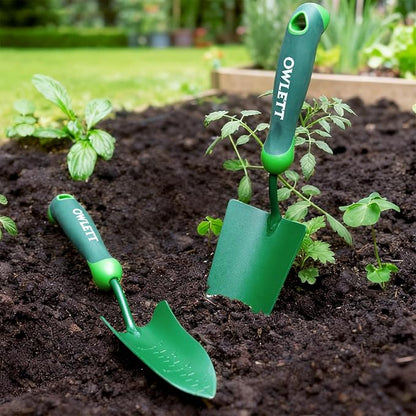 Garden Trowel with Measurements, High-Hardness Small Hand Shovel with Soft Ergonomic Handle, Rustproof Potting Trowel Gardening Hand Tools for Digging, Planting, Transplanting, Weeding