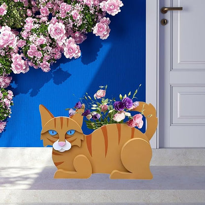 Orange Cat Planter Plant Pots,Cute Cat Flower Planter,Gifts for Pet Lovers,Unique Animal Plant Pots,Office,Indoor Outdoor Garden Decor
