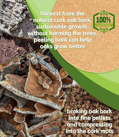 Cork Plant Coasters, Double Layers Hard Thick Cork Planter Coaster, 8 Inch Absorbent Cork Plant Mats, Cork Trivets for Hot Dishes, Cork Plant Coasters for House Plants, 4 Pcs