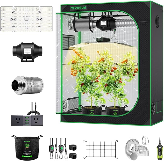 VIVOSUN Grow Tent Kit, 4 × 2ft 2-Plant System, WiFi-Controlled Grow System with Full Spectrum LED Grow Light, Automatic Ventilation, GrowHub Outlet A22 with Temperature and Humidity Sensor